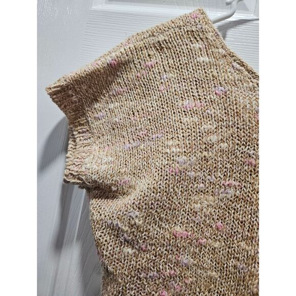 Vintage Jonathan Martin Glam Glittery Beige Cropped Sweater Size M Linen Blend - Picture 5 of 16